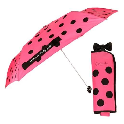 Camomilla milano mini ombrello pieghevole, ombrellino con fiocco, colore azzurro
