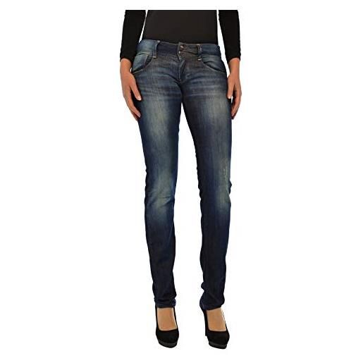 Trussardi t jeans met a vita bassa effetto vintage logo in metallo (taglia 28)