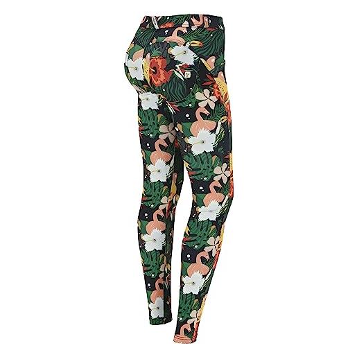 FREDDY - pantaloni push up wr. Up® tessuto traspirante ecologico floreale, multicolor, medium