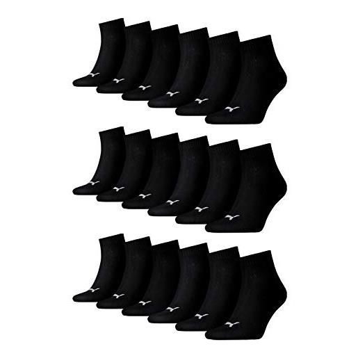 PUMA 18 pair puma sneaker quarter socks unisex mens & ladies, farben: 200 - black, socken & strümpfe: 43-46