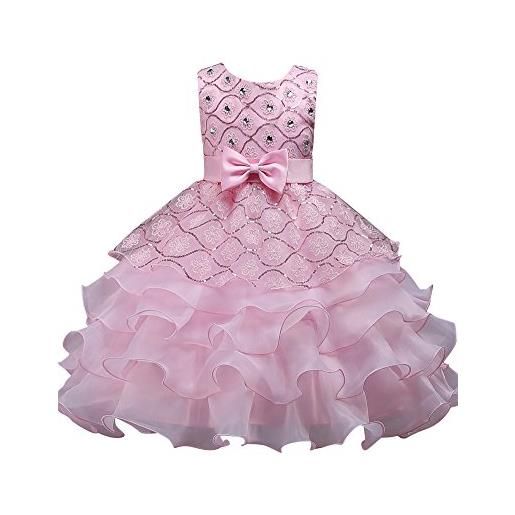 Anyu fiore ragazze bambine paillettes abito principessa pink 130