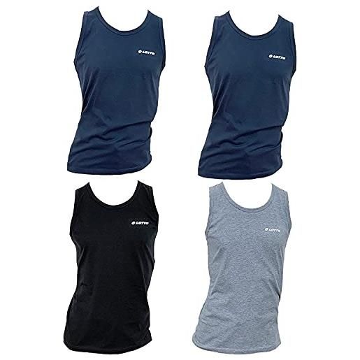 Lotto canotta uomo offerta 4 pezzi in cotone, vogatore uomo, canottiera uomo colorata (4 pezzi 1 blu + 1 nero + 1 grigio + 1 bianco, xxl)