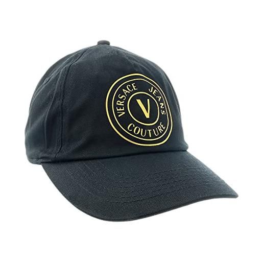 Versace Jeans couture - berretto da baseball in puro cotone con logo v, regolabile, taglia unica, colore: nero/oro, nero/oro, taglia unica