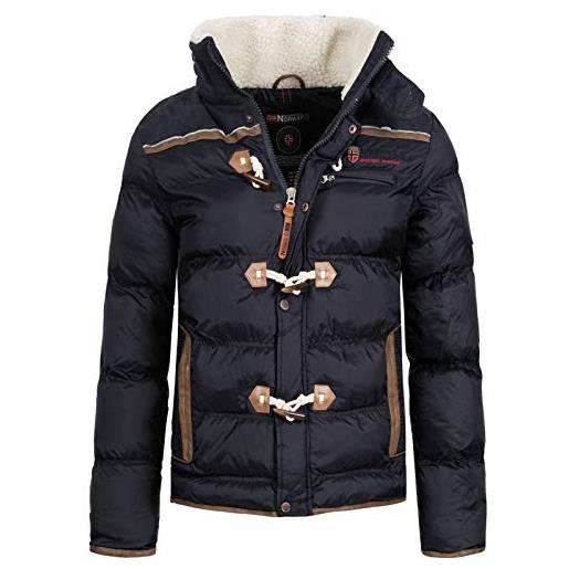 Geographical Norway giacca invernale da uomo con colletto in pelliccia stile orsacchiotto blu navy s