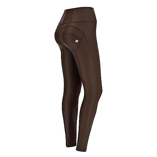 FREDDY - pantaloni push up wr. Up® vita alta superskinny similpelle, marrone, medium