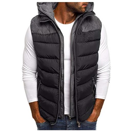MisFox gilet imbottito da uomo piumino invernale caldo con cappuccio senza maniche ultraleggeri packable down vest