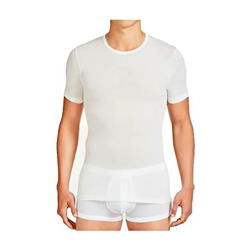 Generico maglietta intima uomo lana cotone offerta 4 pezzi girocollo maglia intima uomo termica invernale 285 (4 pezzi-bianco lana, xl)