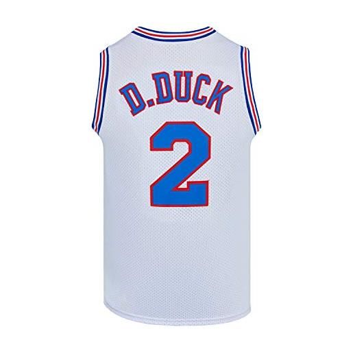 CNALLAR youth basket jersey #2 d duck moive space jam jersey sport camicie per bambini - bianco - gioventù x-large