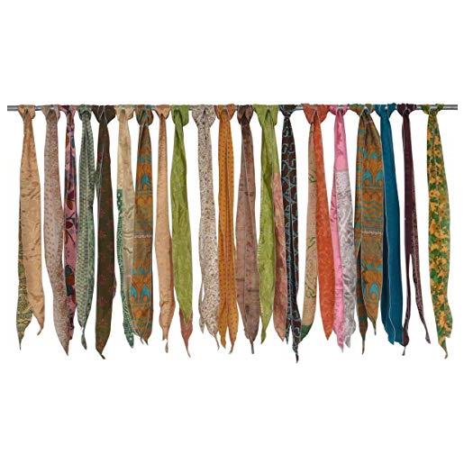 RAJBHOOMI HANDICRAFTS rajbhoomi handrafts - sari in seta indiana vintage, 50 pezzi, confezione da 50 pezzi, multicolore, 3 x 70 inches