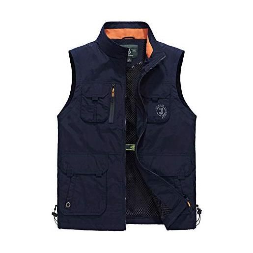 ShiFan outdoor vest taglia grossa lavoro smanicato uomo gilet pesca multi-tasca blu zaffiro 5xl