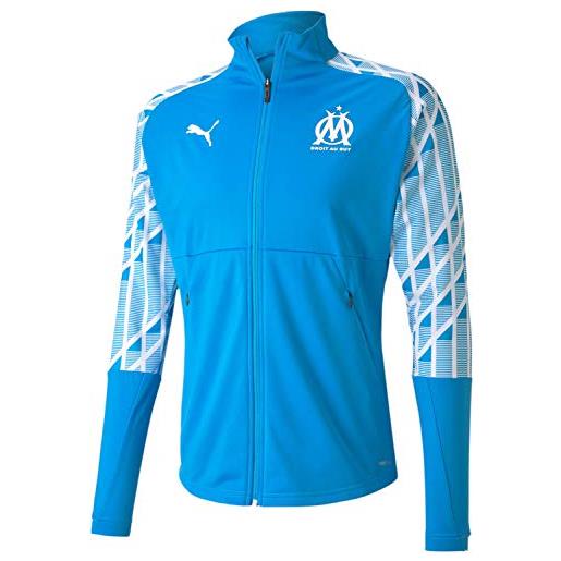 Puma - mens om stadium jacket, size: medium, color: bleu azur/puma white