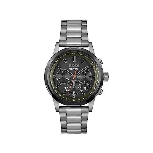 BOSS orologio con cronografo solare al quarzo da uomo con cinturino in acciaio inossidabile grigio - 1514034