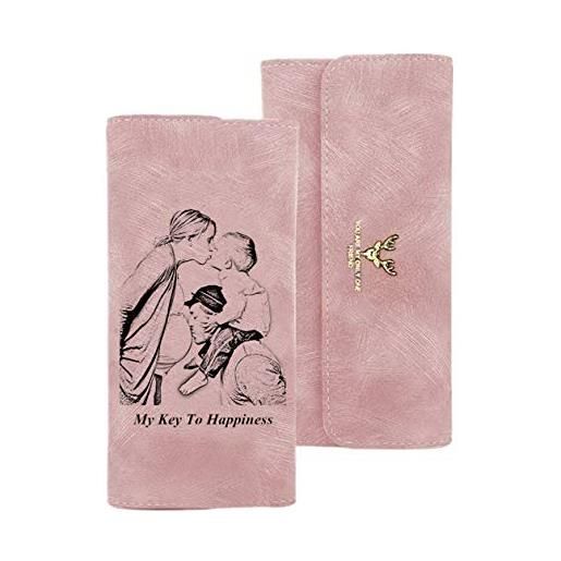 Collienght portafoglio personalizzato con foto incisa portafogli personalizzati per le donne regali di natale per la moglie(rosa 7.36 * 3.62in)
