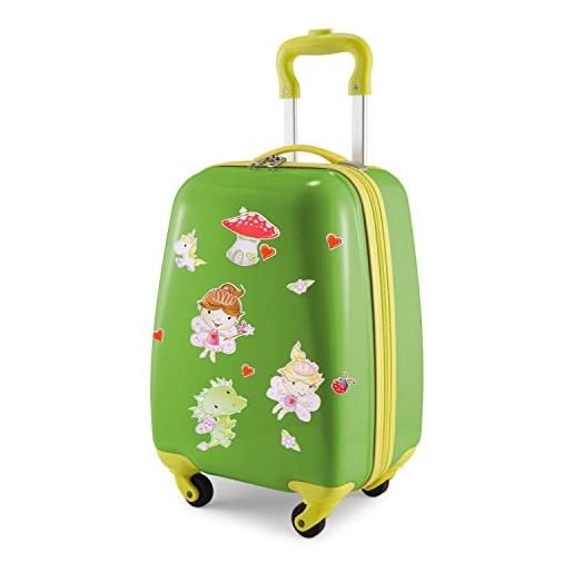 Hauptstadtkoffer - bagagli per bambini, custodia rigida, bagaglio a bordo per bambini abs/pc, , verde mela + adesivo fata, bagagli per bambini