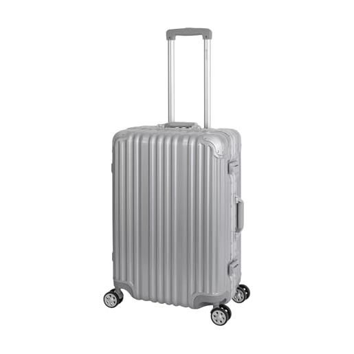 Travelhouse london, valigetta rigida in alluminio, con telaio in alluminio, diverse misure e colori, t1169, argento, mittelgroßer koffer, valigia