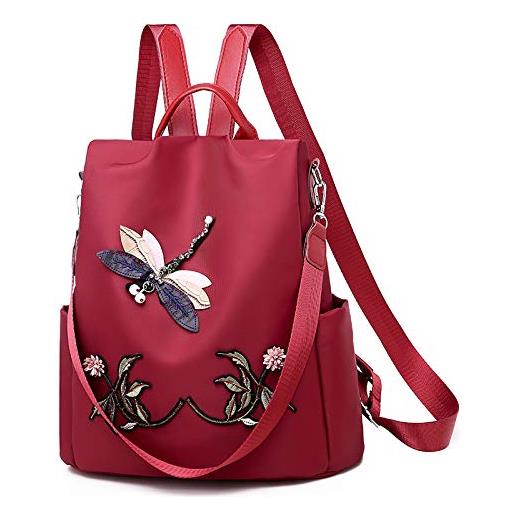 WPYLY zaino femminile nuova borsa di tela coreana alla moda borsa da scuola per studenti in tessuto oxford di grande capacità zaino nero 33 * 32 * 13 cm rosso