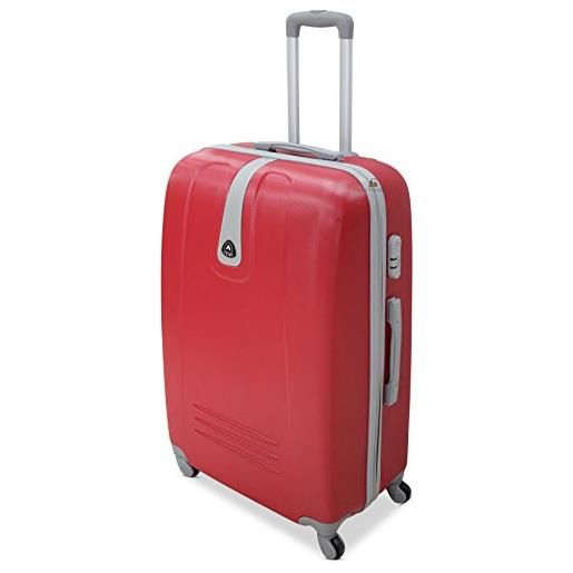 ORMI set 3 valigie trolley rigido piccolo medio grande 4 ruote valigie in abs (rosso)