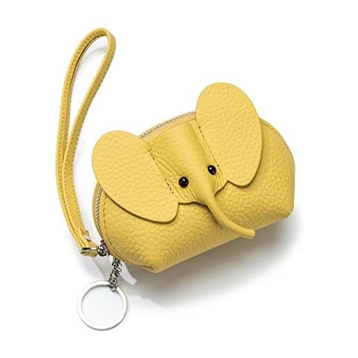 Dajingkj colore della caramella portachiavi portafoglio polso per le donne carino elephat portamonete sacchetto portachiavi in pelle rossetto trucco borsa, giallo, misura unica