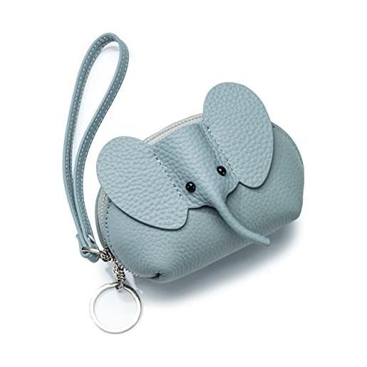 Dajingkj colore della caramella portachiavi portafoglio polso per le donne carino elephat portamonete sacchetto portachiavi in pelle rossetto trucco borsa, blu, misura unica