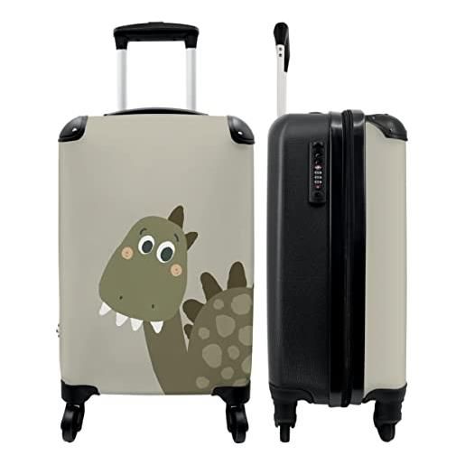 NoBoringSuitcases.com® bagaglio a mano valigie trolley in offerta luggage bambino si inserisce trolley bagagli a mano 55x40x20 dinosauro - verde - design - 55x35x20cm