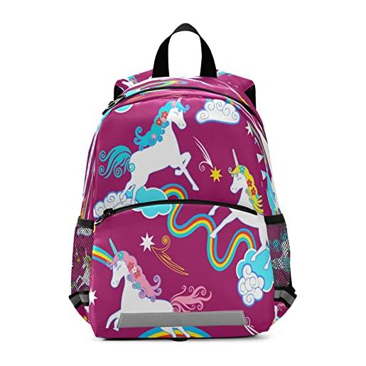 KAAVIYO arcobaleno unicorno viola zaino per prescolare bambini studente bookbag zainetti per 3-8 anni ragazze ragazzi
