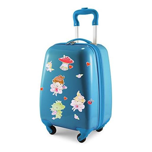 Hauptstadtkoffer - bagagli per bambini, custodia rigida, bagaglio a bordo per bambini abs/pc, , blu ciano + adesivi fatine, bagagli per bambini