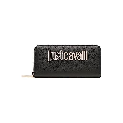 Just Cavalli portafoglio con zip da donna marchio, modello 74rb5p83zs766, realizzato in pelle sintetica. Nero