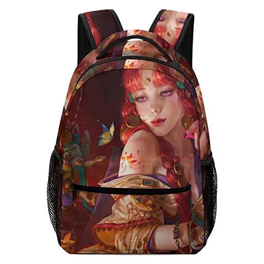 Pt'amour zaino casual moda borsa da scuola adolescente stampa classico backpack zaino porta pc per università ragazza dai capelli rossi