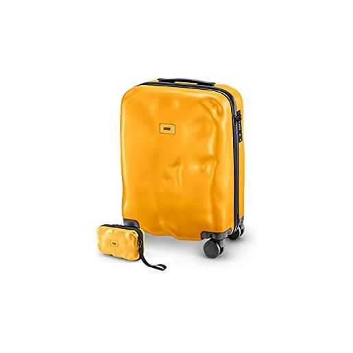 CRASH BAGGAGE - icon cabin e mini icon, combo di trolley da viaggio e borsetta con guscio rigido, colore yellow