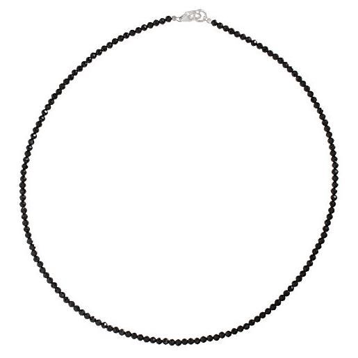 I-be, collana in spinello nero, diametro 3 mm, chiusura a moschettone in argento sterling 925, lunghezza: 45 cm, con custodia regalo (446603/nero/45)