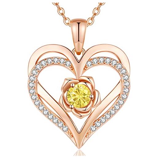 CDE collana donna collana cuore argento 925 in oro rosa gioielli donna 11