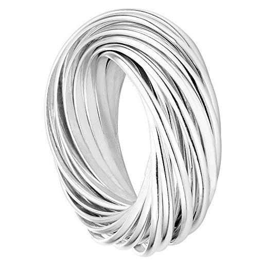 Vinani, anello a fascia, intrecciato, massiccio, lucido, movibile, in argento sterling 925, anello triplo e argento, 54 (17.2), cod. 2r3n-54