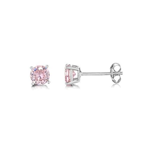 inSCINTILLE lucciole orecchini punto luce in argento rodiato con zirconia cubica - varie colorazioni rosa/4 mm