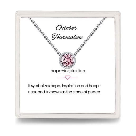 Presentski collana pendente de donna con tormalina rosa, ottobre birthstone collana pendente regalo per la fidanzata amata