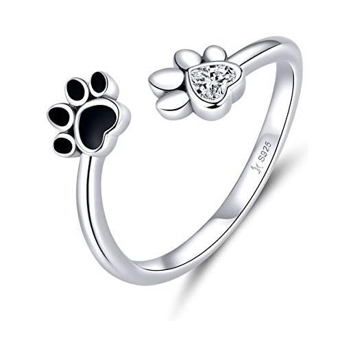 NewL love diamond animal footprint finger wrap band cute puppy dog cat pet paw print anello in argento sterling 925 for pet dog cat lovers