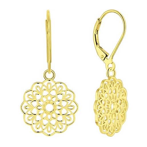 JO WISDOM orecchini a mandala in argento 925 donna, orecchini a fiore della vita yoga con placcato in oro giallo, gioielli per le donne