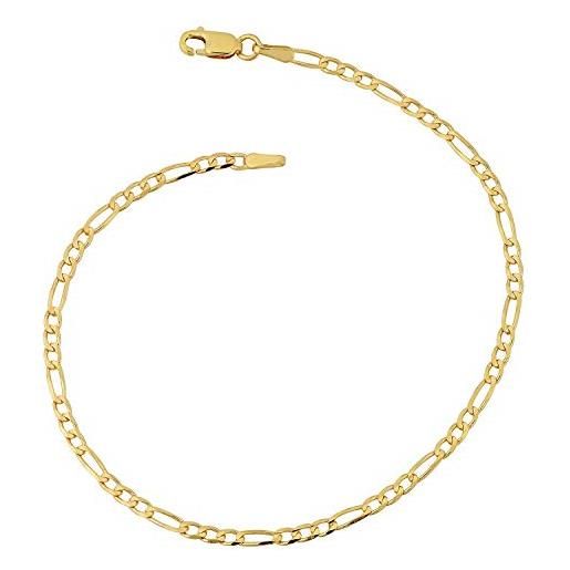 PRINS JEWELS - bracciale in oro giallo 14 carati/585, ro, design italiano, larghezza 3 mm, 22 cm