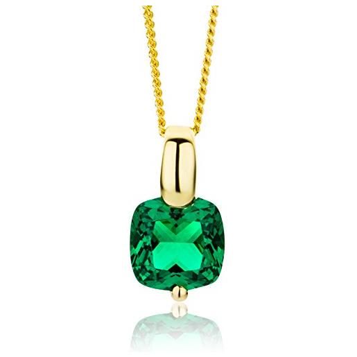 MIORE collana da donna con smeraldo verde 9 ct in oro giallo 375 lunghezza 45 cm