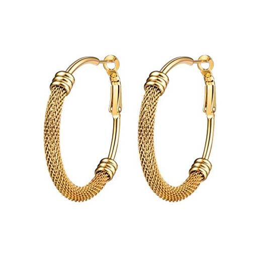 PROSTEEL orecchini a cerchio donna oro oro 40mm cerchi orecchie acciaio inossidabile (confezione regalo)