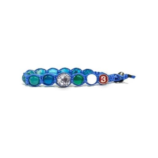 clorophilla. bracciale napoli 3 scudetto regolabile in pietre e acciaio - uomo donna e bambino - resistente e di alta qualità - gioiello regalo fan napoli + omaggio portafortuna