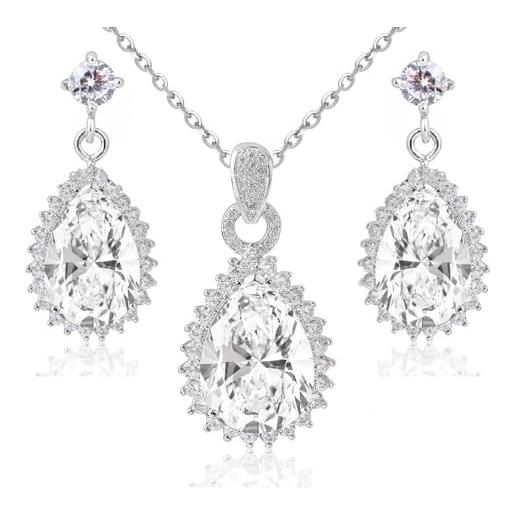 Crystalline Azuria Donna 18ct Placcato Oro Bianco Rombo Cubo