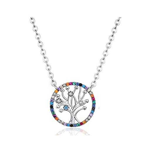VICKWOOD collana albero della vita bracciale albero della vita collana da donna con ciondolo dell'albero della vita in argento 925 in oro o argento regalo per donne. (collana d'argento)