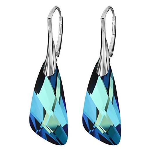 PANDA LUXURY JEWELLERY orecchini donna argento 925 - molti colori - orecchini pendenti con cristalli - gioielli donna unici - gioielli con cristalli - orecchini con scatola regalo (bermuda blue)