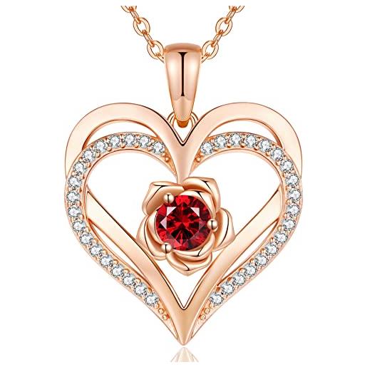 CDE collana donna collana cuore argento 925 in oro rosa gioielli donna 1
