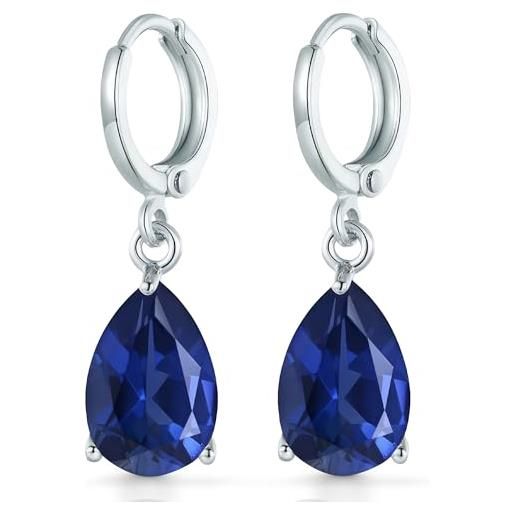Crystalline Azuria donna 18ct placcato oro lacrima orecchini pendenti con zaffiro simulato blu cristalli di zirconi