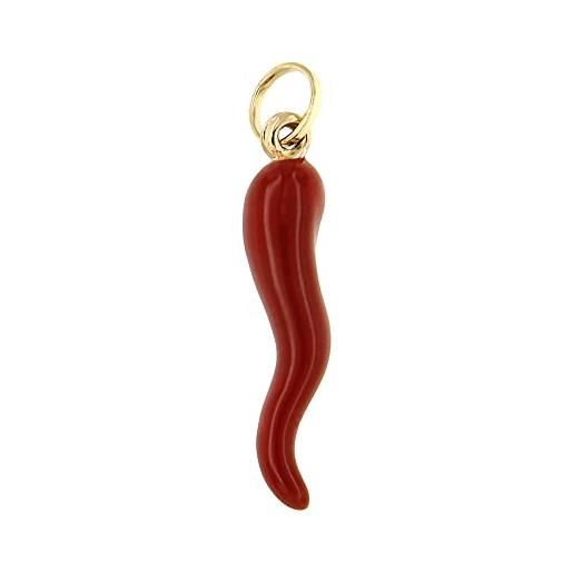 forme di Lucchetta lucchetta - piccolo ciondolo cornetto portafortuna rosso in oro giallo 9k, peperoncino smaltato a mano | charms e ciondoli unisex uomo donna per bracciale e collana (fino a 4mm)