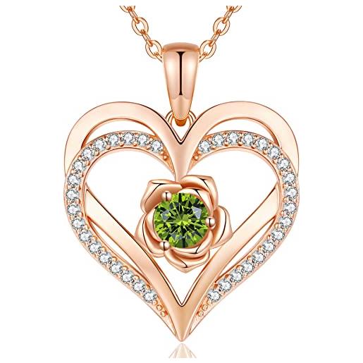 CDE collana donna collana cuore argento 925 in oro rosa gioielli donna 8
