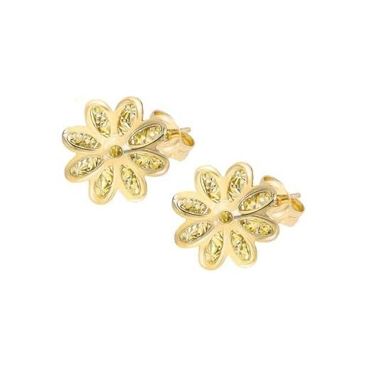 forme di Lucchetta lucchetta - orecchini margherita in oro giallo 9k, fiore simbolo di verità | orecchini d'oro vero per donna