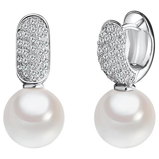 Rafaela Donata - orecchini con perle d'acqua salata / perle vere - argento sterling 925 con zircone, orecchini con zircone, orecchini in argento sterling, gioielli d'argento - 60800021
