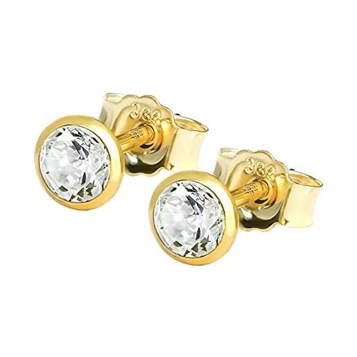 NKlaus coppia di orecchini a perno 4,0mm oro giallo 333 8 carati orecchini cristallo zircone bianco 1762